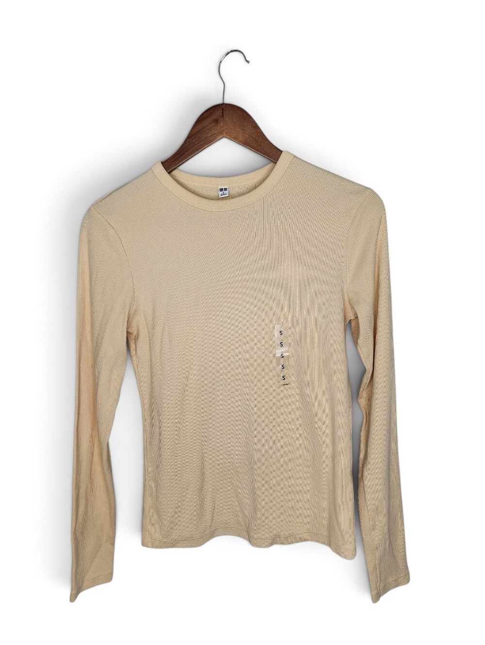 Uniqlo Soft Ribbed Crew Neck Long Sleeve Top in Yellow Size S New With Tags